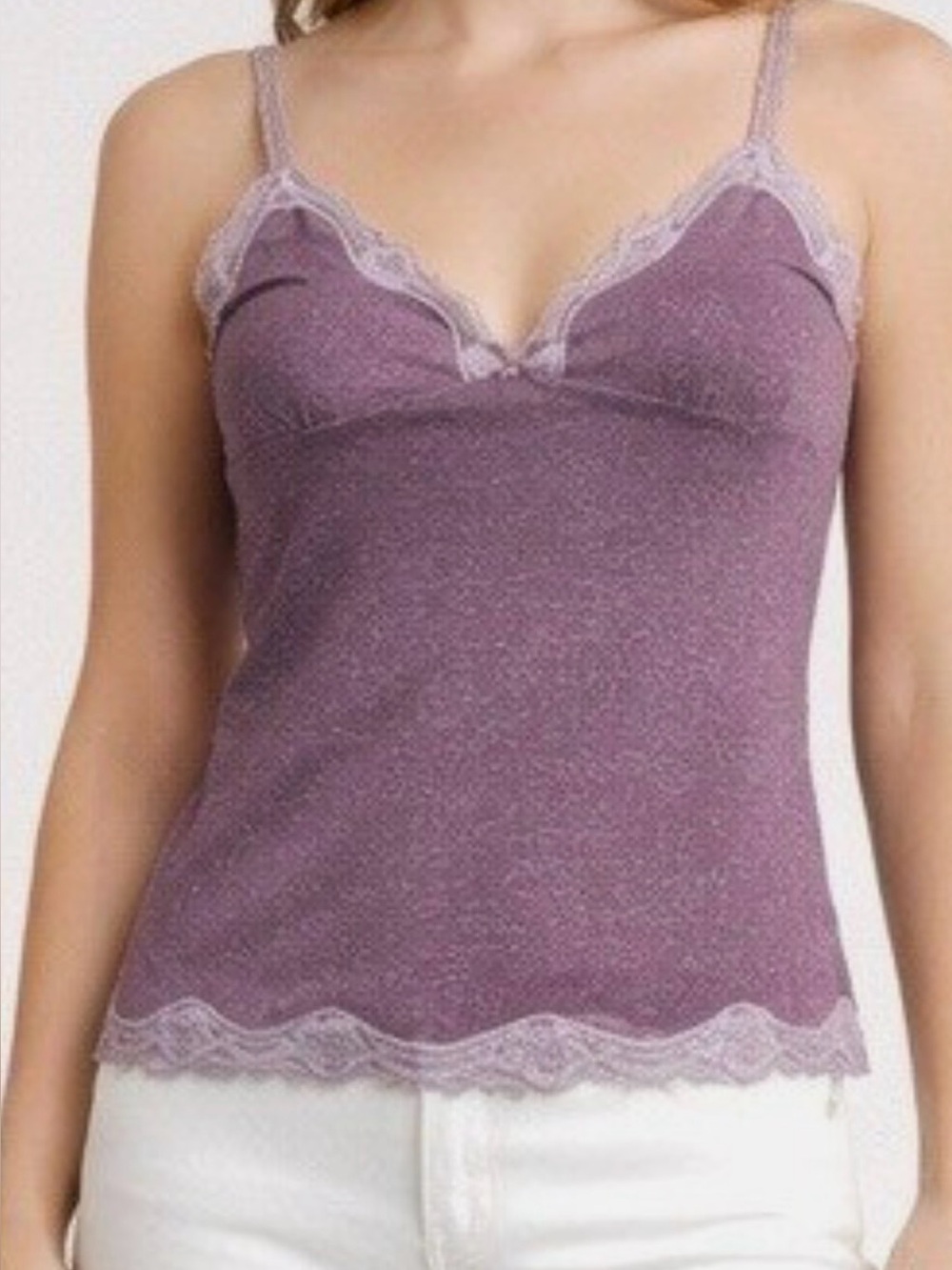 Victoria secret Lace Trim Camisole Tank Top Y2K fairy mauve purple metallic S